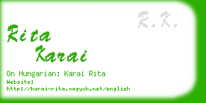 rita karai business card